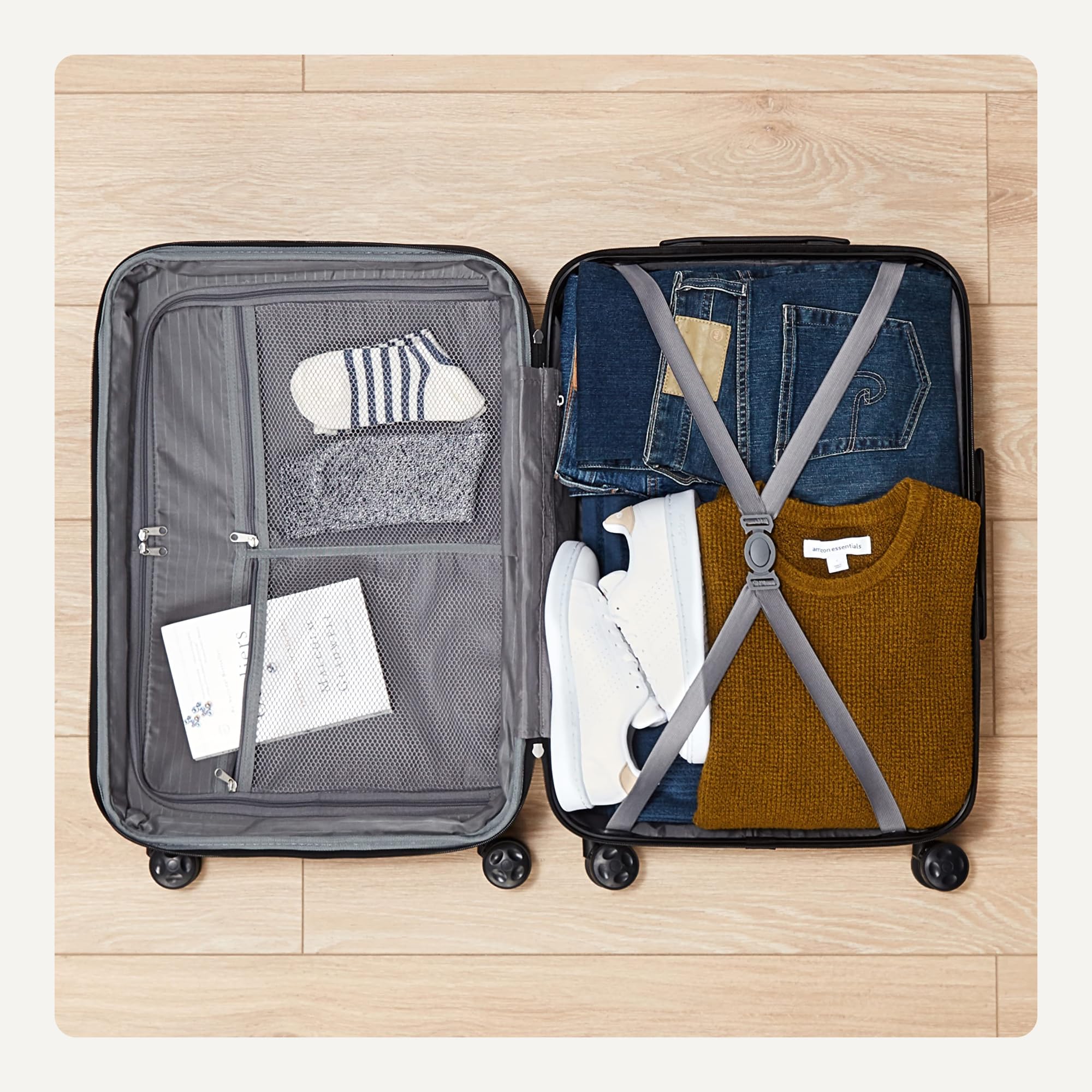Amazon Basics 30" Hardside Large Checked Luggage, Hardshell Suitcase With Four Multi-directional Wheels, Expandable For Up to 15% More Space, Scratch-Resistant Shell, Black