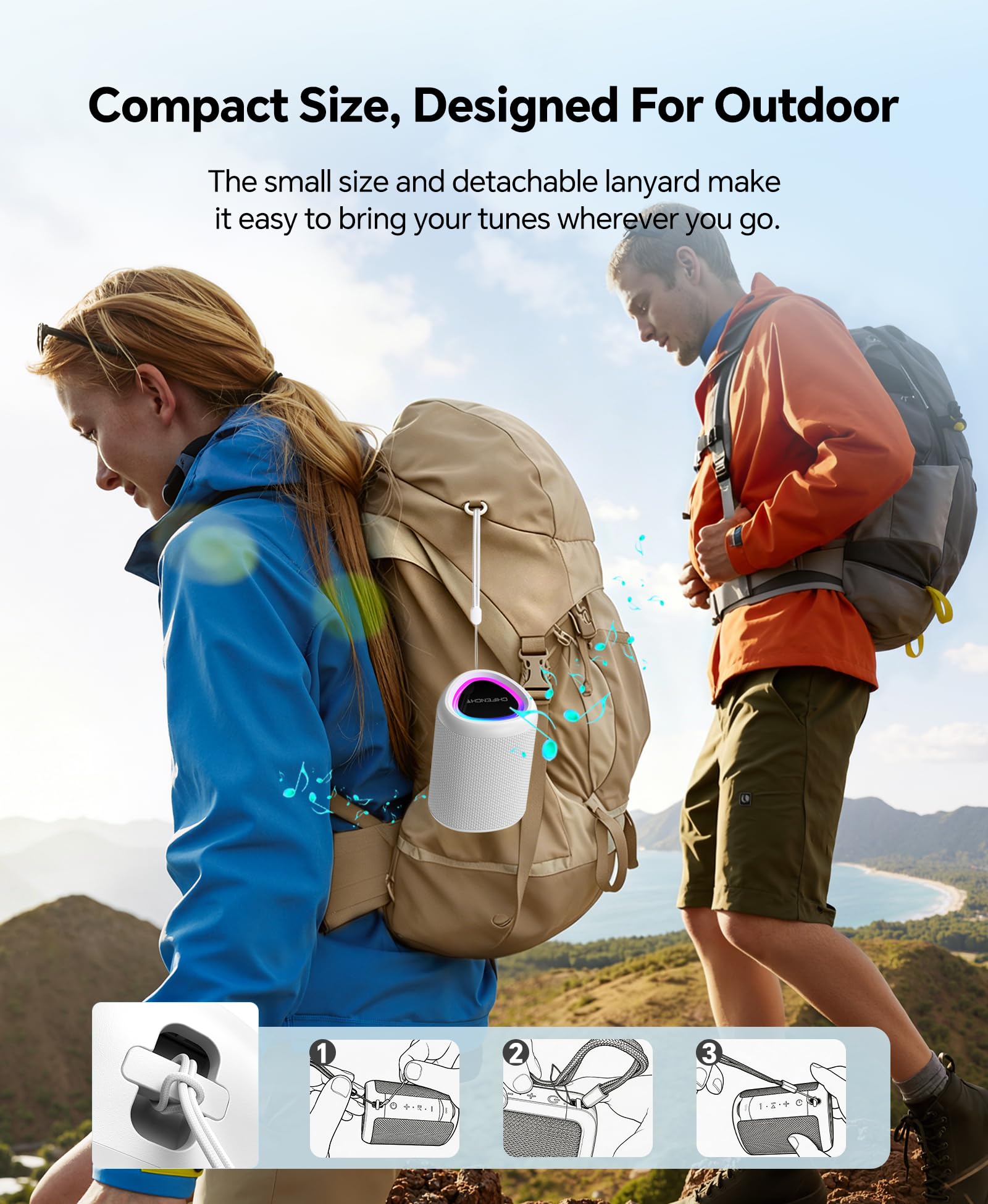 Portable Bluetooth Speaker Beach Essentials: IPX5 Waterproof for Outdoor