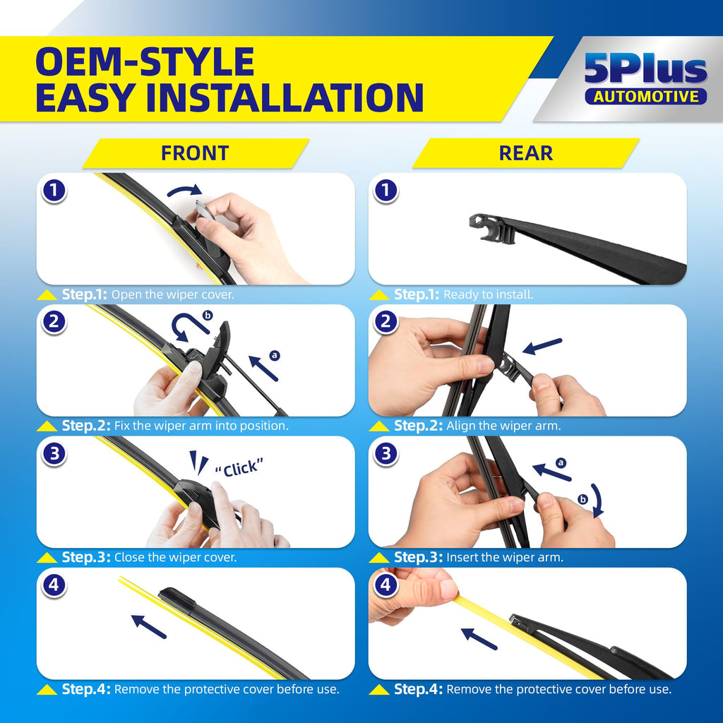 5 PLUS Custom-Fit Wipers fits Toyota Prius 2004-2009 Windshield Wipers