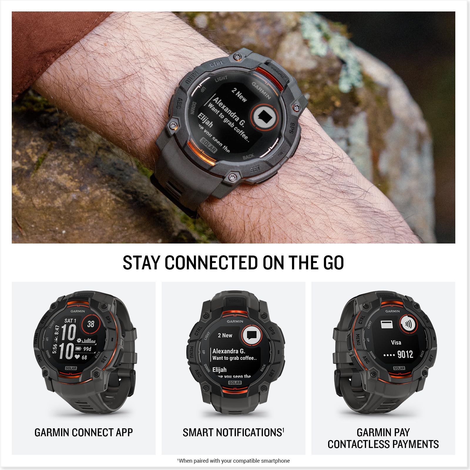 Garmin Instinct® 3 Tactical, Solar, 45mm, Black
