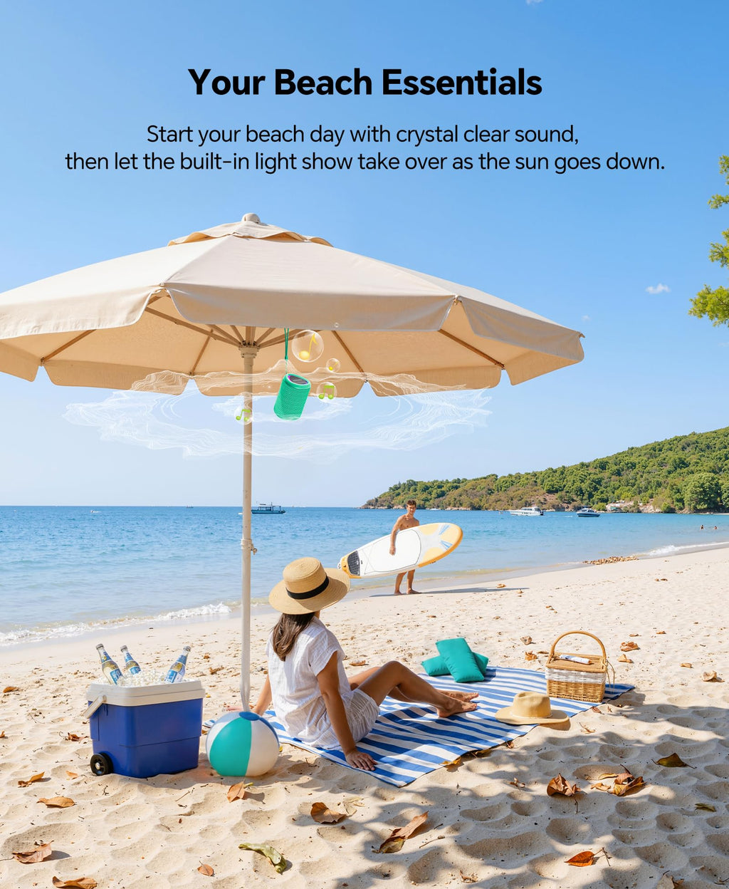 Portable Bluetooth Speaker Beach Essentials: IPX5 Waterproof for Outdoor