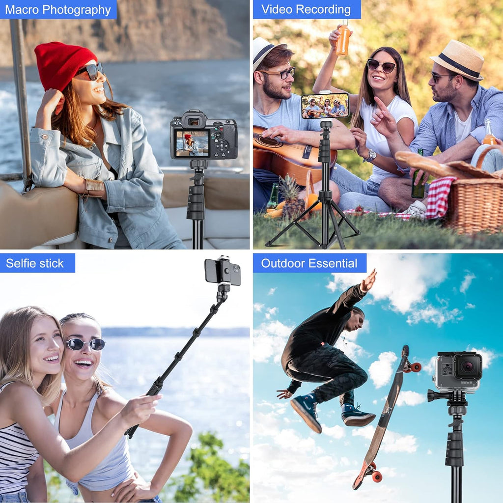SENSYNE 72" Phone Tripod & Selfie Stick, Extendable Cell Phone Tripod Stand with Wireless Remote and Phone Holder, Compatible with iPhone Android Phone, Camera, Pink