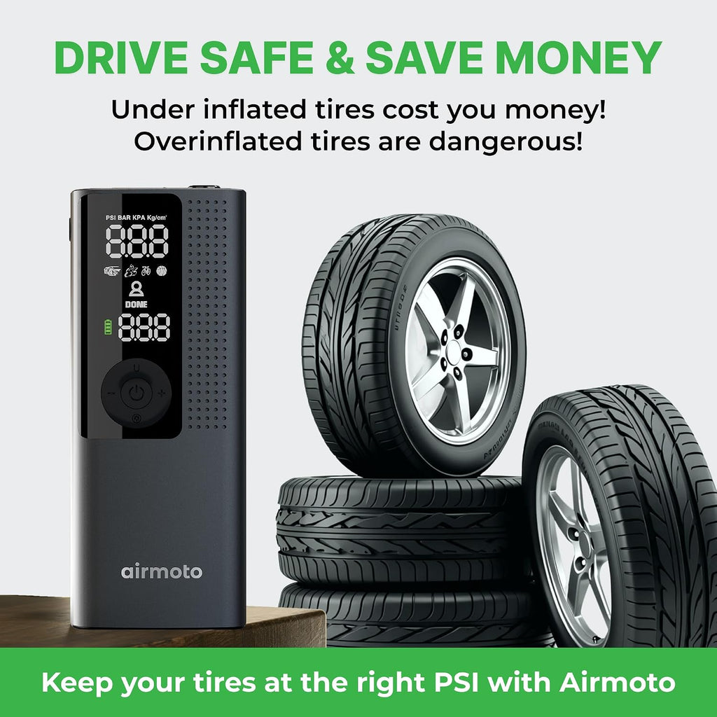 Airmoto Tire Inflator Portable Air Compressor for Cars, Bikes and Bicycles