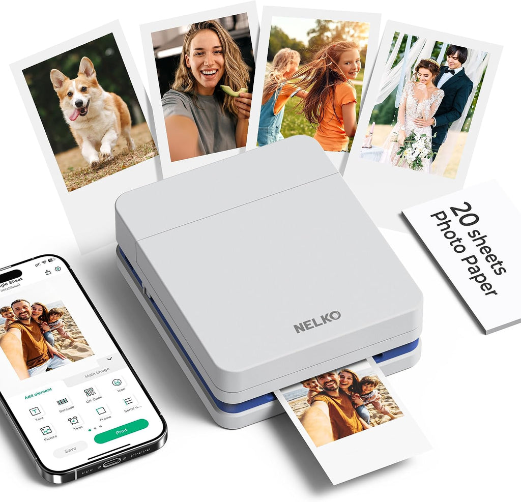 Nelko PP01 Photo Printer, 2x3 Portable Photo Printer, Mini Printer, Beige