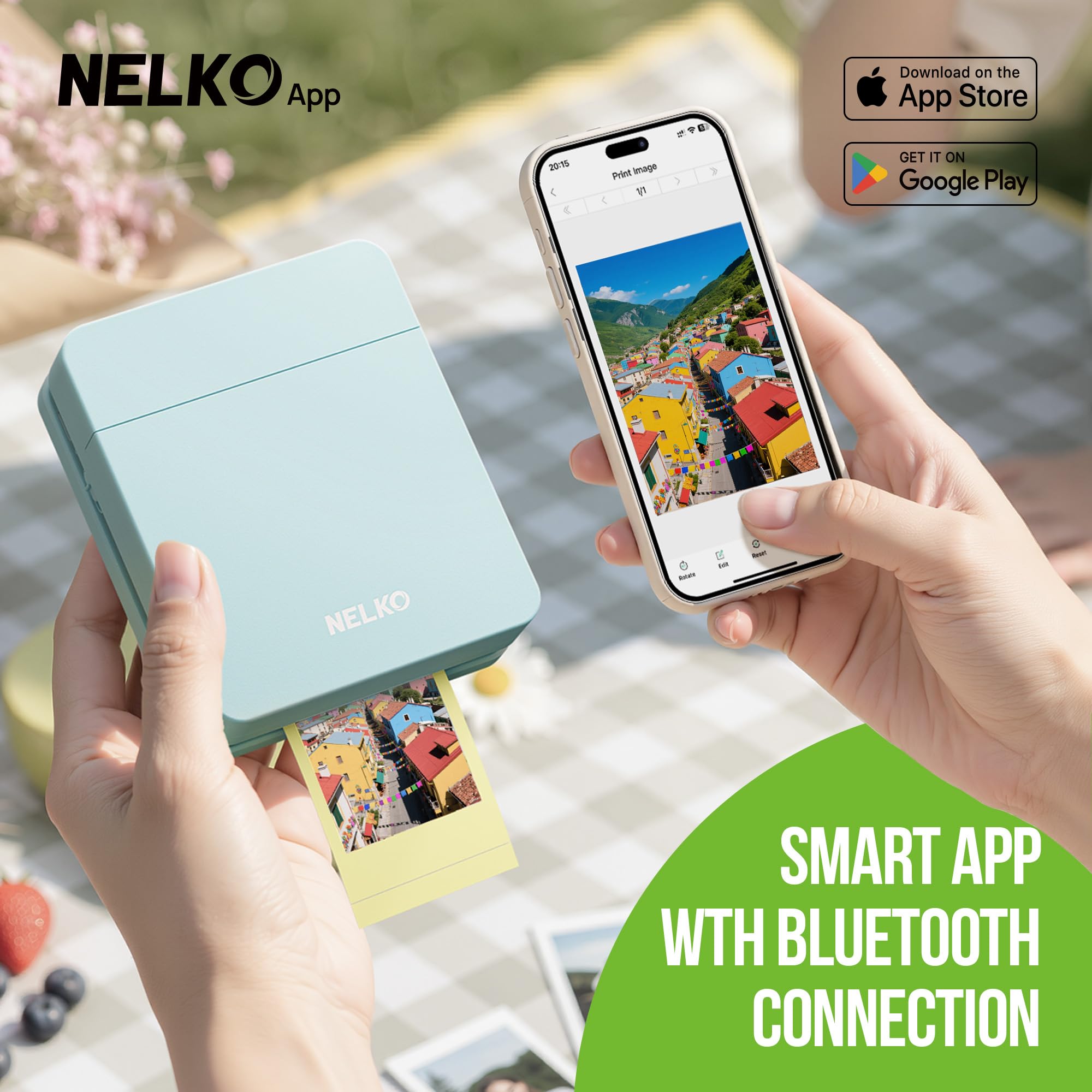 Nelko PP01 Photo Printer, 2x3 Portable Photo Printer, Mini Printer, Beige