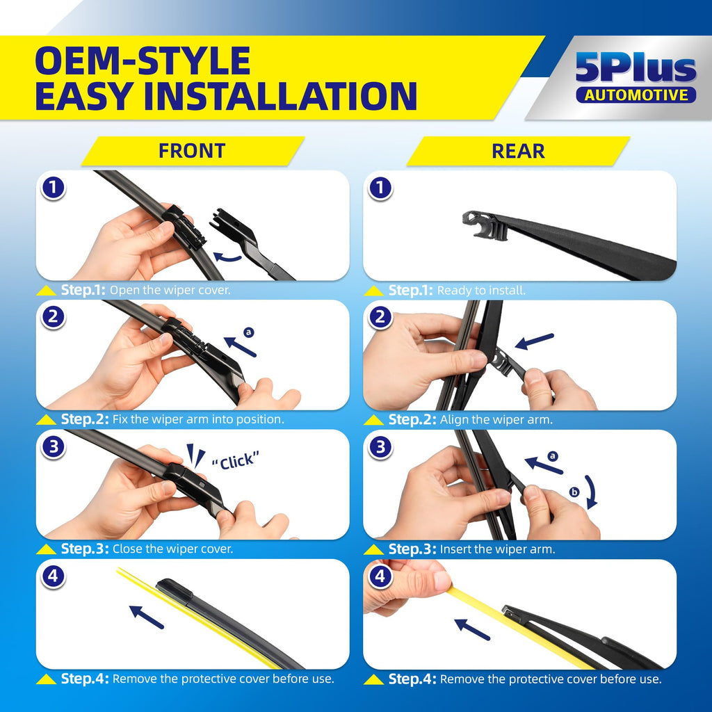 5 PLUS Custom-Fit Wipers fits Toyota Prius 2004-2009 Windshield Wipers
