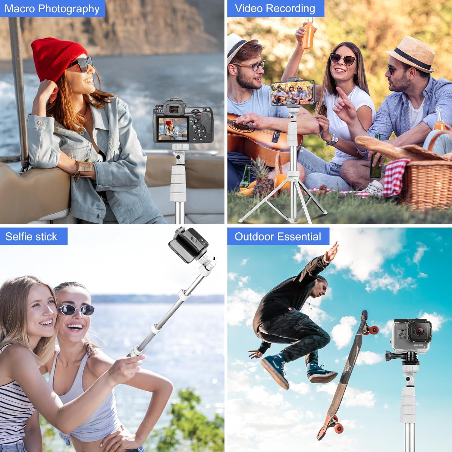 SENSYNE 72" Phone Tripod & Selfie Stick, Extendable Cell Phone Tripod Stand with Wireless Remote and Phone Holder, Compatible with iPhone Android Phone, Camera, Pink