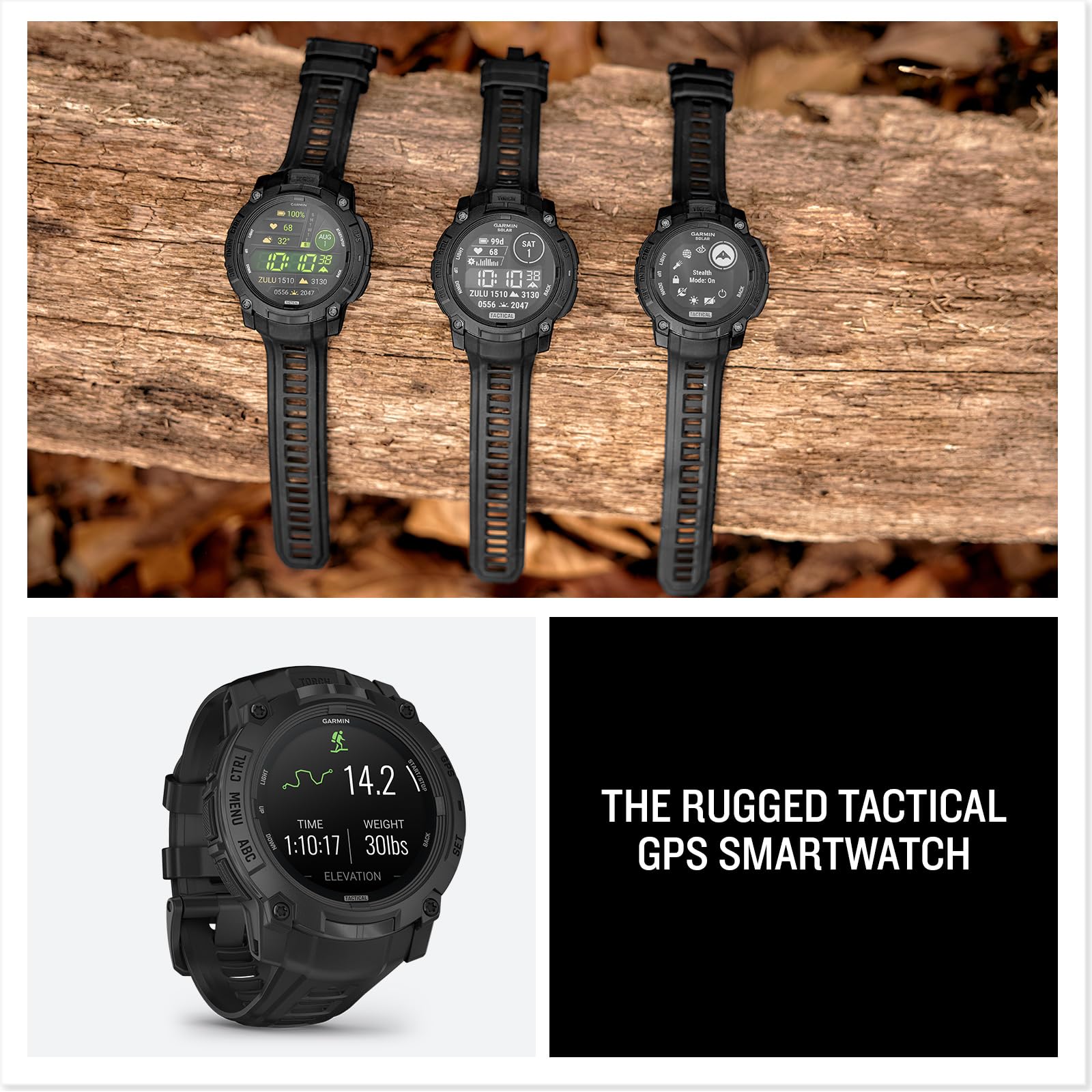 Garmin Instinct® 3 Tactical, Solar, 45mm, Black