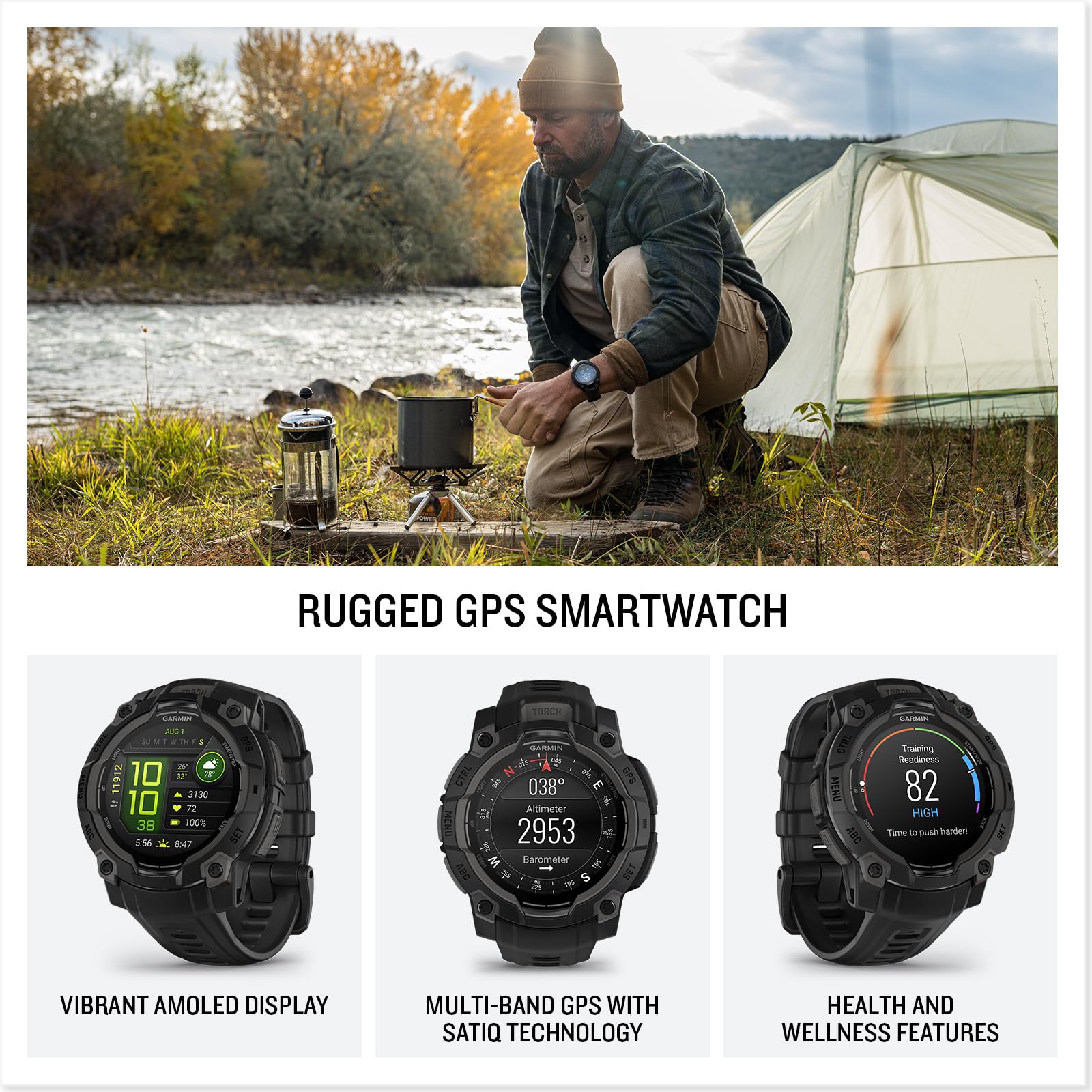 Garmin Instinct® 3 Tactical, Solar, 45mm, Black