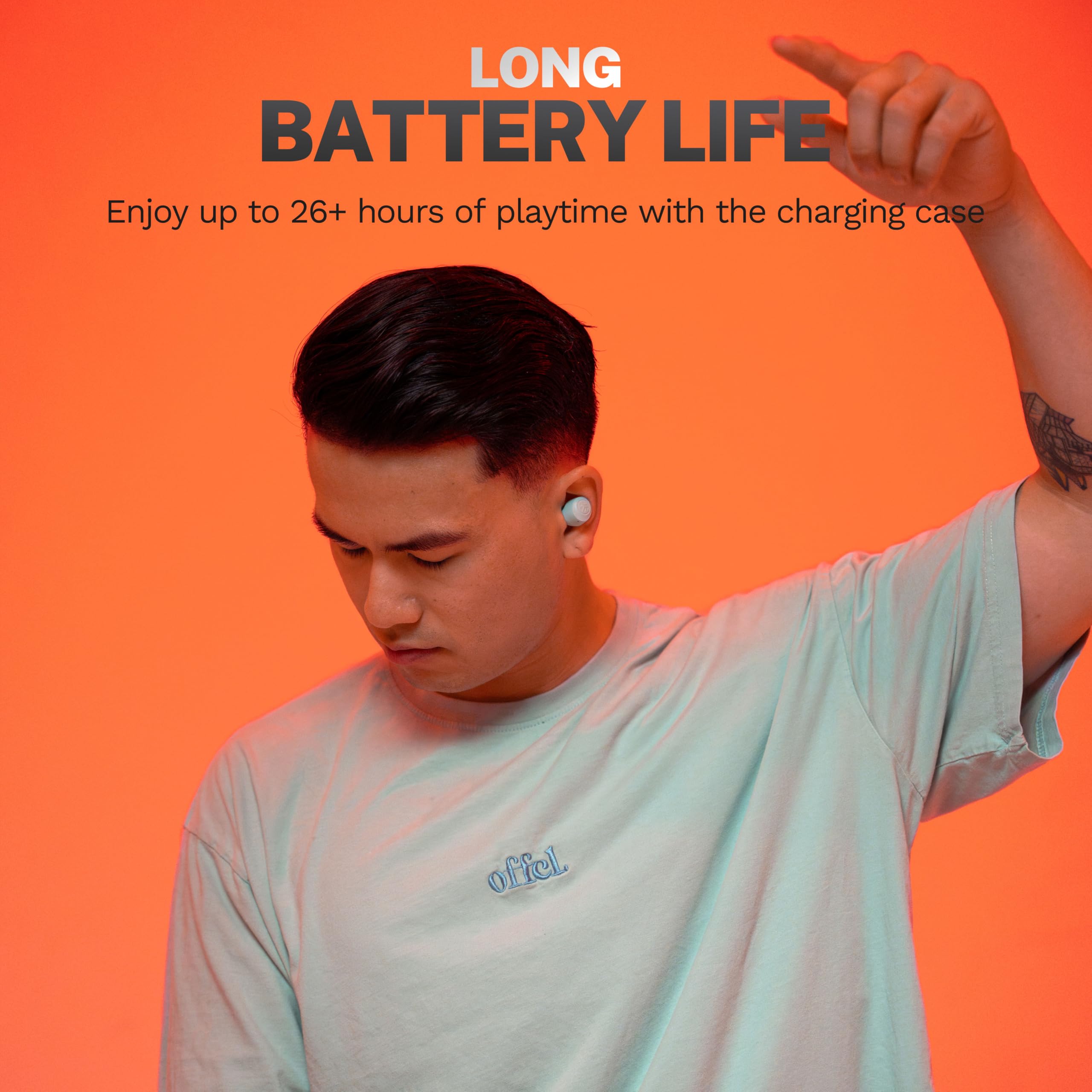 JLab Go Air Pop+ True Wireless Earbuds, in Ear Headphones, Bluetooth Earphones, 35H Playtime Ear Buds, Bluetooth Earbuds with Microphone, USB-C Charging Case, Dual Connect, EQ3 Sound, Black