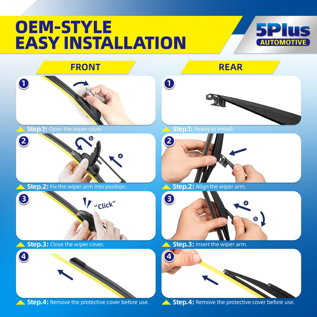 5 PLUS Custom-Fit Wipers fits Toyota Prius 2004-2009 Windshield Wipers
