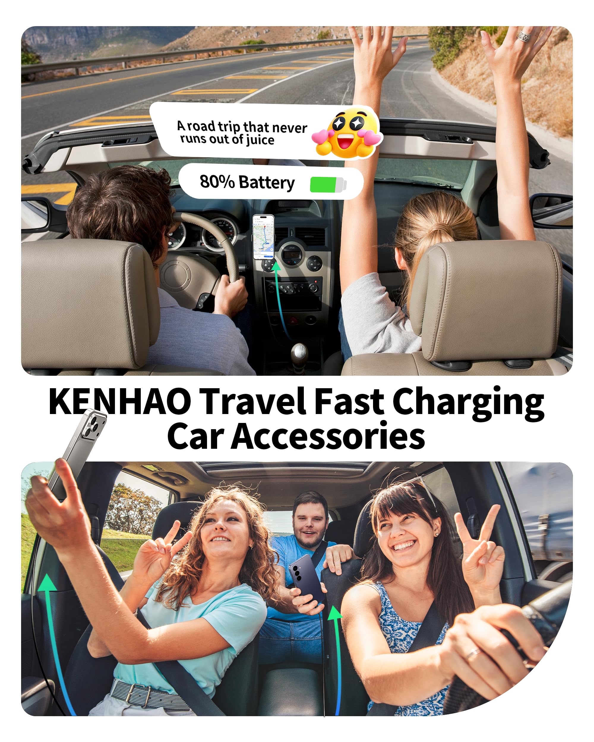 Car Charger USB C, 3 Port 67W Dual USB-C & USB-A Car Phone Charger Adapter