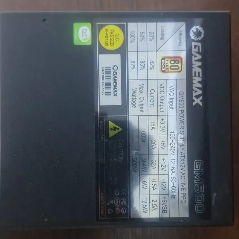 Fonte De Alimentação Para Pc Gamemax Gm-500 500w Preta Preto